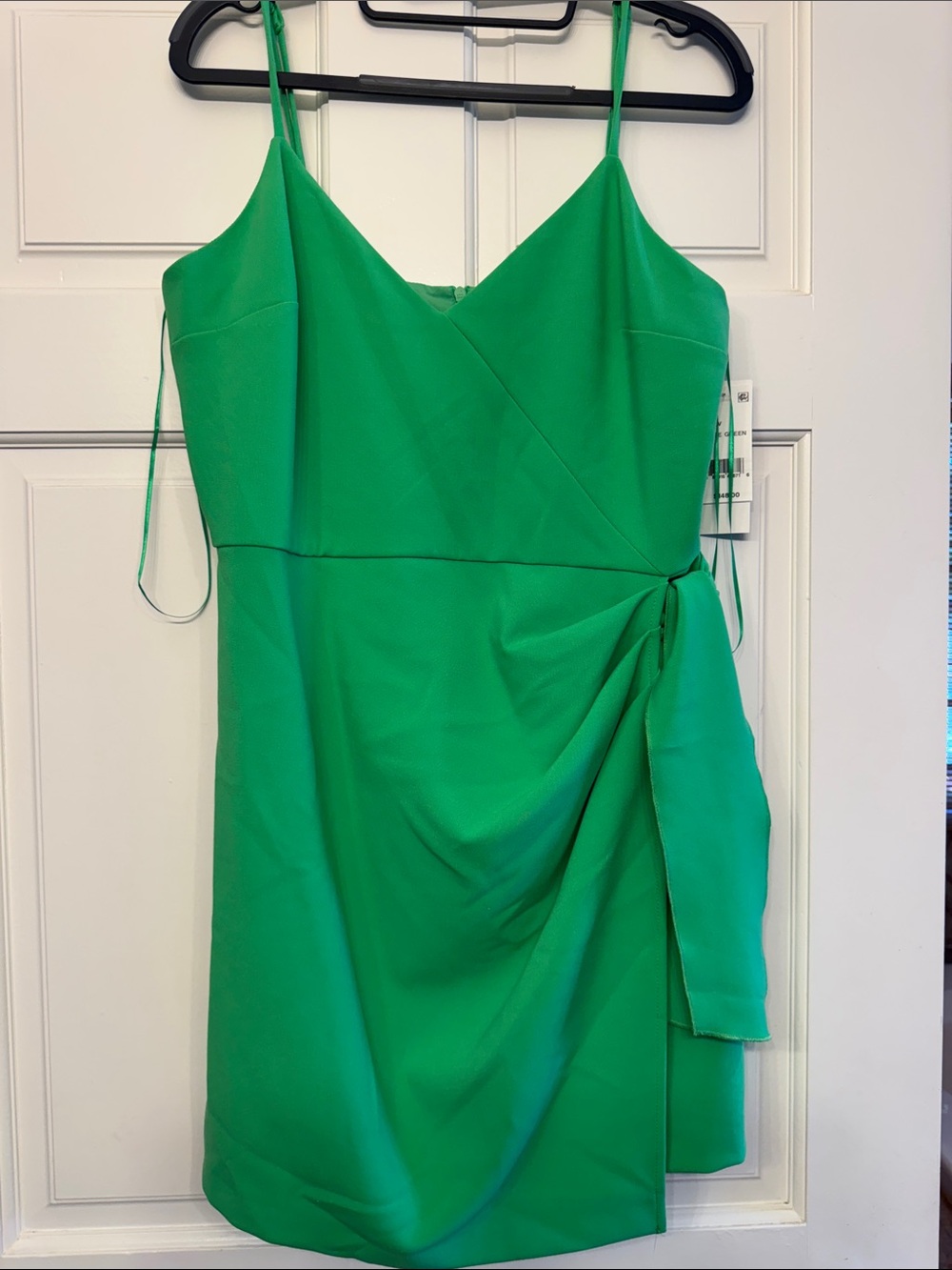 French Connection Emerald Green Draped V-Neck Mini Dress